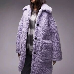 Top Shop Chunky Faux Shearling Coat Size 6